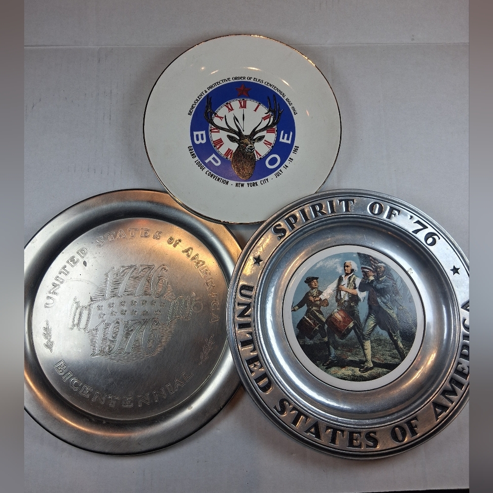 3 various Bicentennial Plates Bundle Vintage Collectibles Antique
